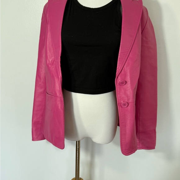Pink Faux Leather Jacket - Picture 1 of 6